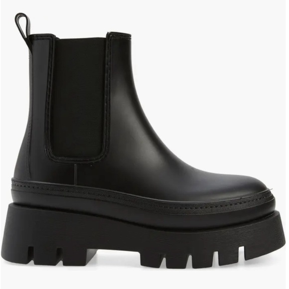Jeffrey Campbell Shoes - Jeffrey Campbell Black Rain-Storm Lug Platform Rubber Boots Size 10